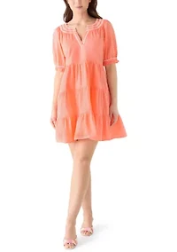 Petite Short Sleeve Peasant Dress