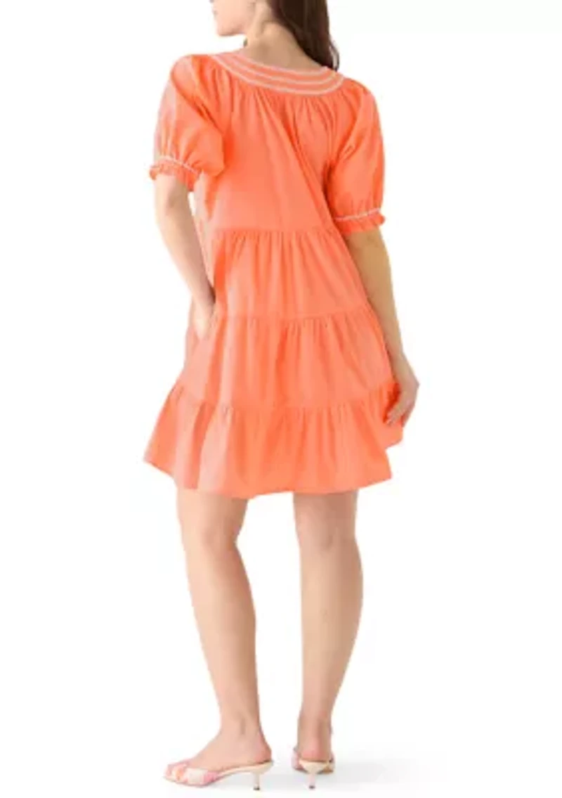 Petite Short Sleeve Peasant Dress