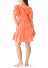 Petite Short Sleeve Peasant Dress