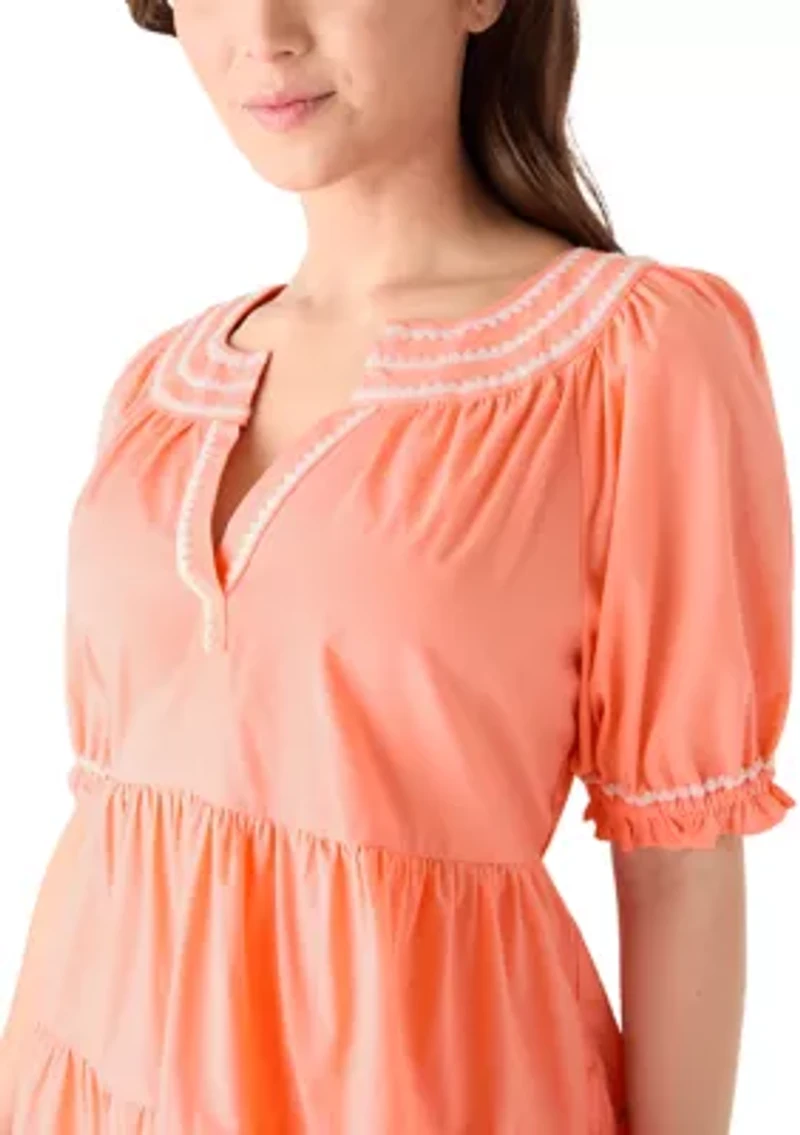 Petite Short Sleeve Peasant Dress