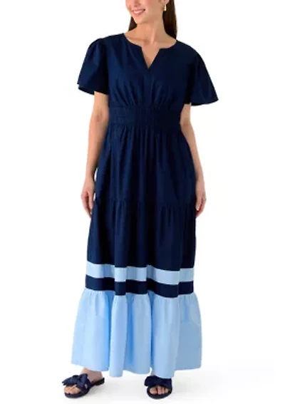 Petite Short Sleeve Waisted Midi Dress