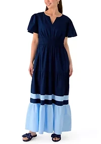 Petite Short Sleeve Waisted Midi Dress