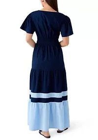 Petite Short Sleeve Waisted Midi Dress