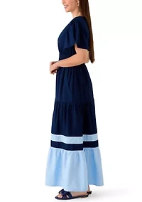 Petite Short Sleeve Waisted Midi Dress
