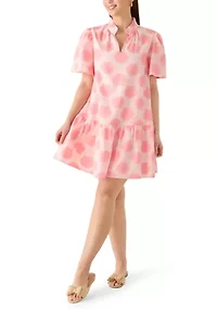 Petite Short Sleeve Notch Neck Printed Mini Dress