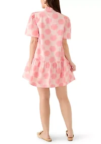 Petite Short Sleeve Notch Neck Printed Mini Dress