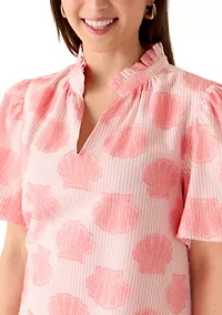 Petite Short Sleeve Notch Neck Printed Mini Dress