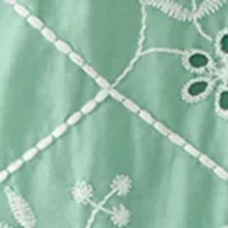 Petite Embroidered Double Flutter Sleeve Blouse