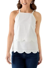 Petite Sleeveless Scallop Tiered Top