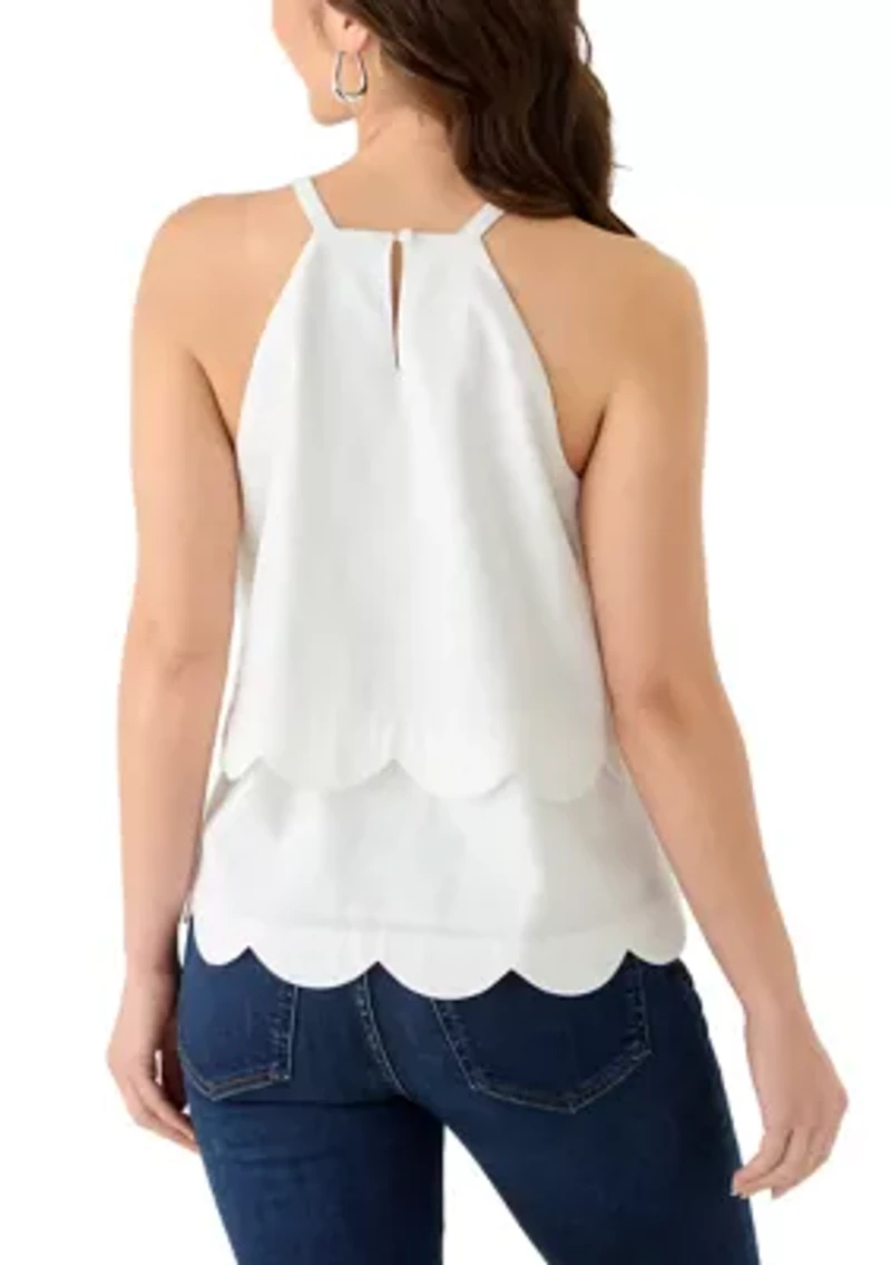 Petite Sleeveless Scallop Tiered Top