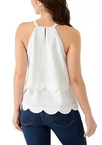 Petite Sleeveless Scallop Tiered Top