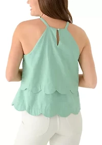 Petite Sleeveless Scallop Tiered Top