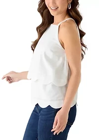 Petite Sleeveless Scallop Tiered Top