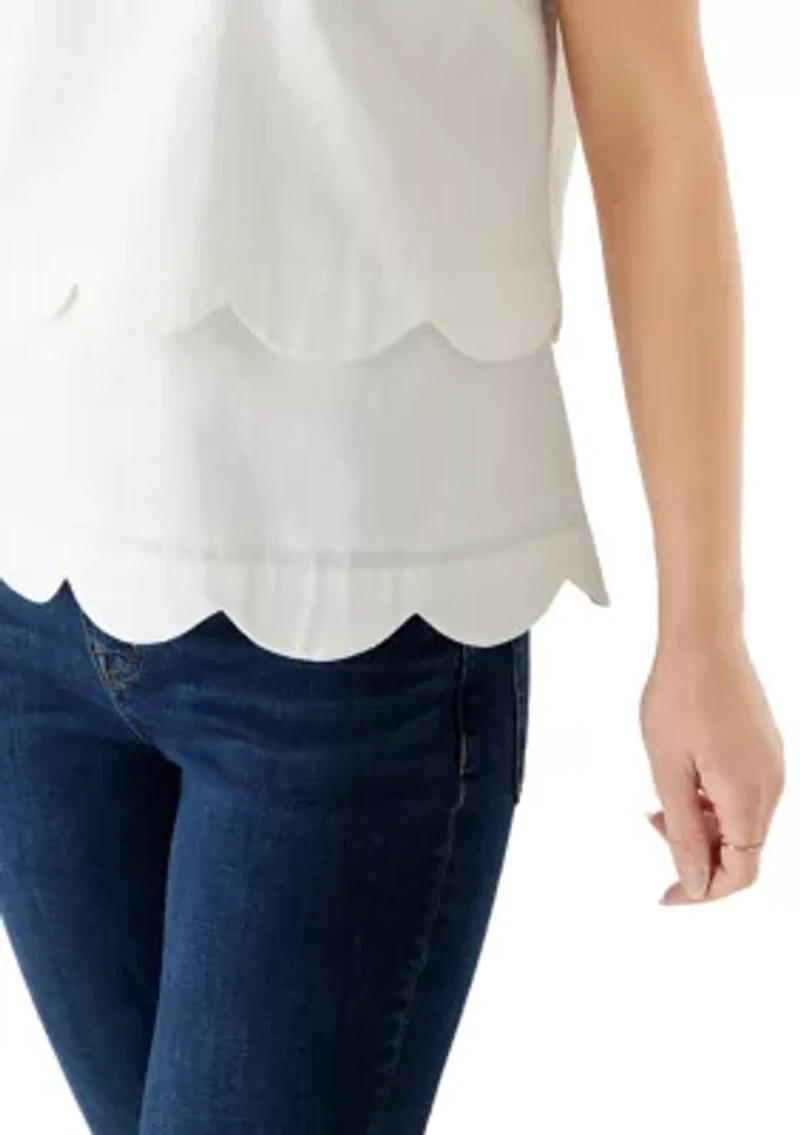 Petite Sleeveless Scallop Tiered Top