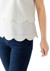 Petite Sleeveless Scallop Tiered Top