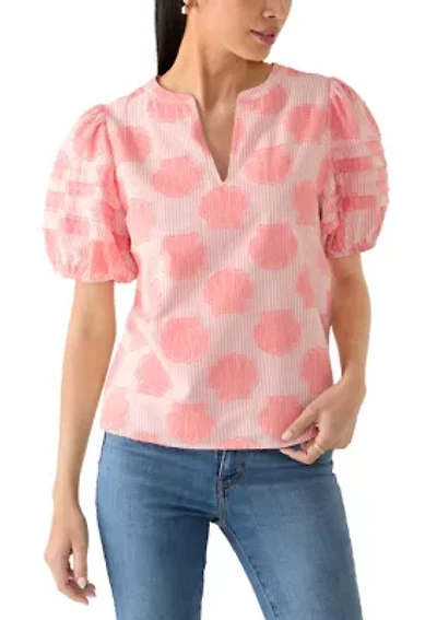 Petite Short Sleeve Notch Neck Top