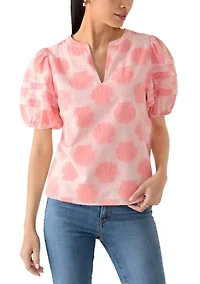 Petite Short Sleeve Notch Neck Top