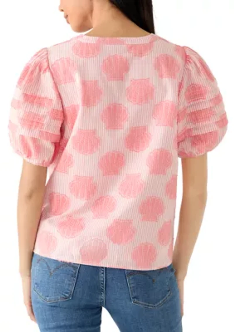 Petite Short Sleeve Notch Neck Top