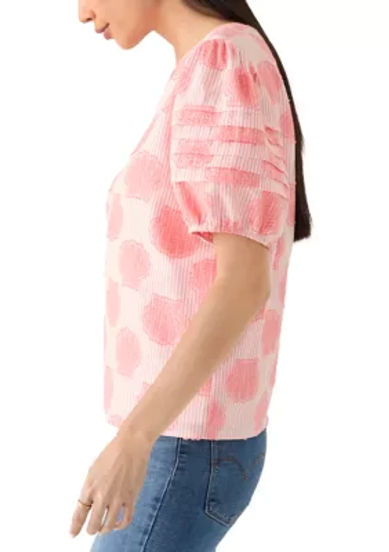 Petite Short Sleeve Notch Neck Top