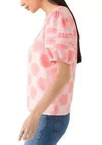 Petite Short Sleeve Notch Neck Top