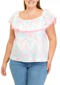 Plus Ruffle Trim Top