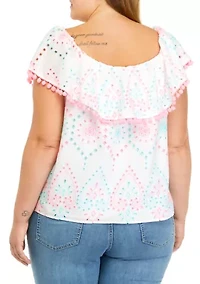 Plus Ruffle Trim Top