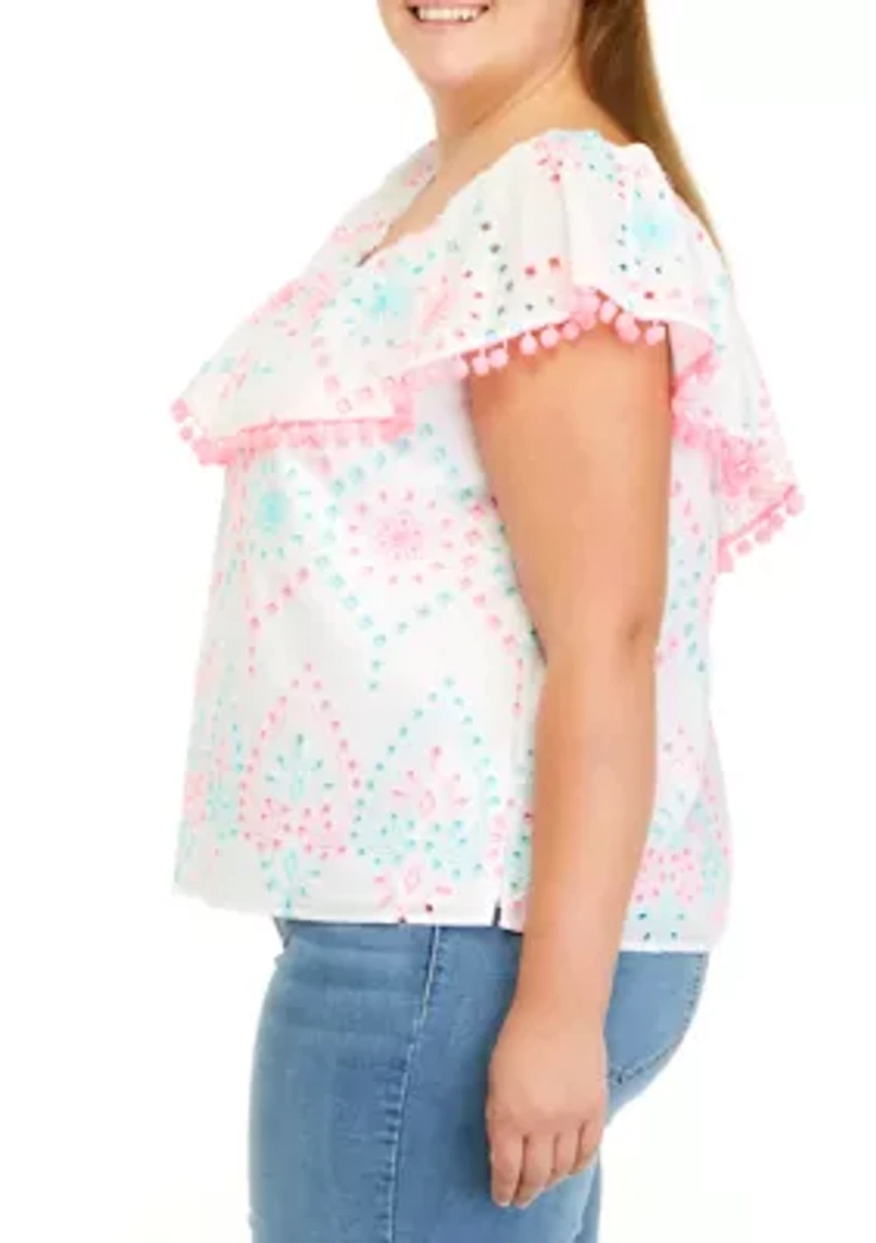 Plus Ruffle Trim Top