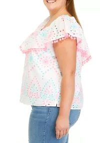 Plus Ruffle Trim Top