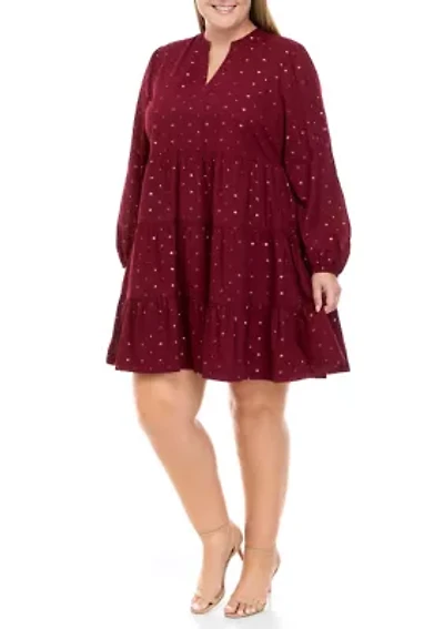 Plus Tiered Dot Dress