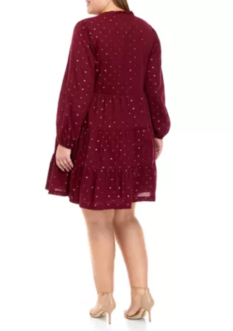 Plus Tiered Dot Dress