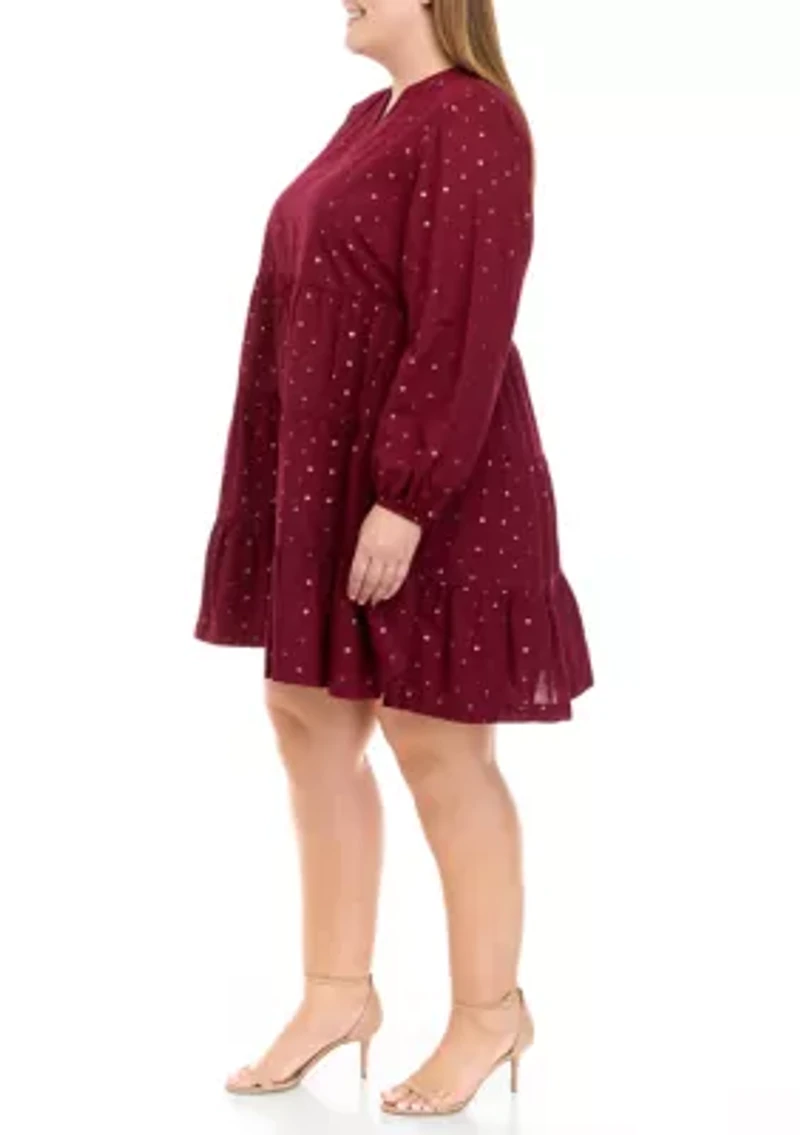 Plus Tiered Dot Dress