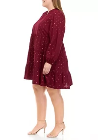Plus Tiered Dot Dress