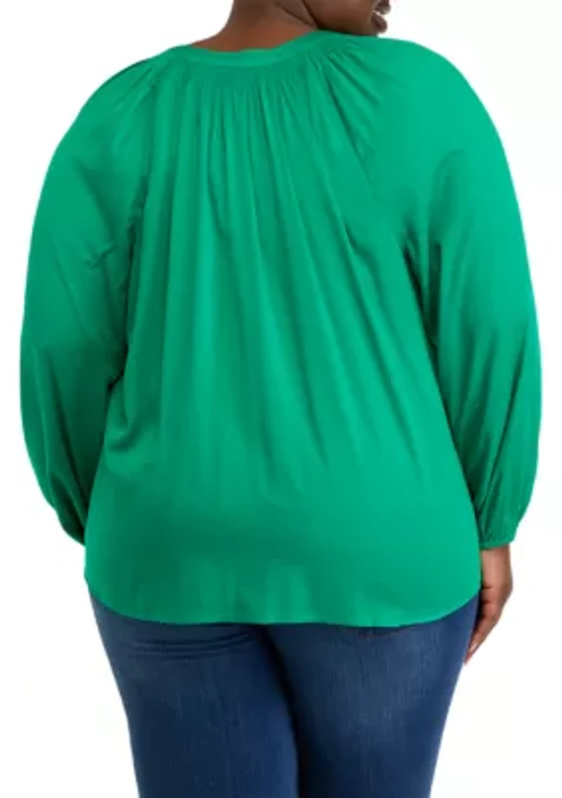 Plus Long Sleeve Peasant Top