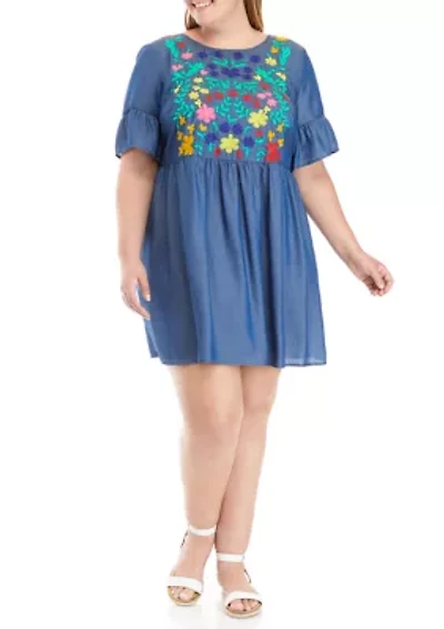 Plus Embroidered Bodice Dress