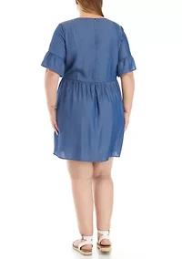 Plus Embroidered Bodice Dress