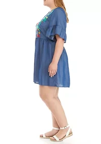 Plus Embroidered Bodice Dress