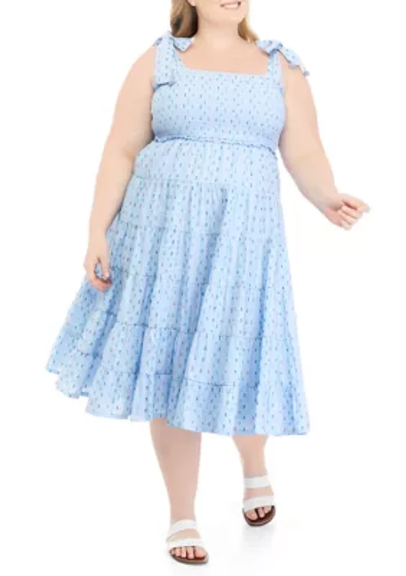 Plus Sleeveless Smocked Bodice Dress