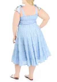 Plus Sleeveless Smocked Bodice Dress