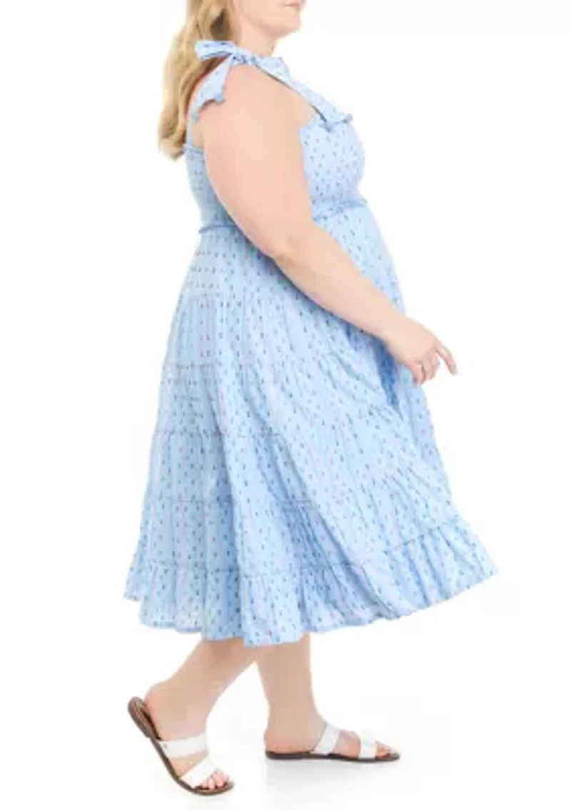 Plus Sleeveless Smocked Bodice Dress