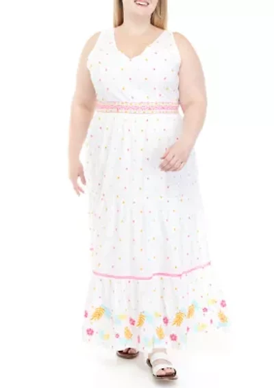 Plus Sleeveless Tie Back Maxi Dress