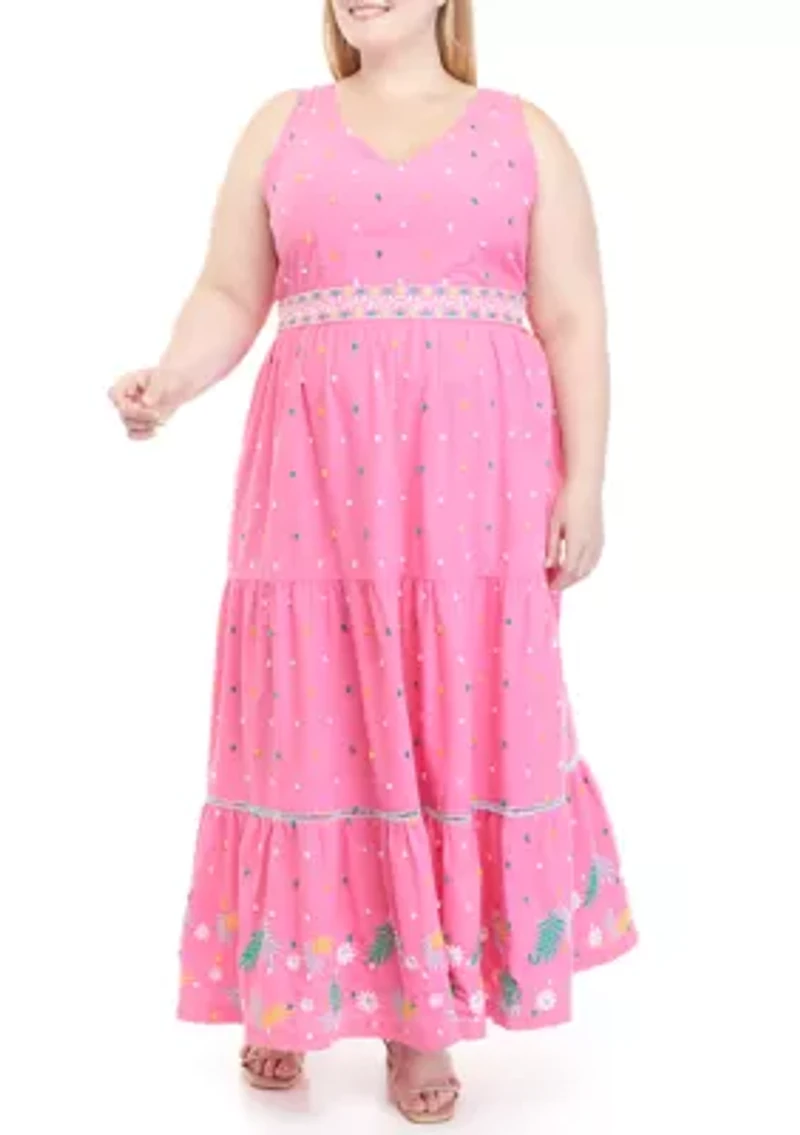 Plus Sleeveless Tie Back Maxi Dress