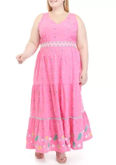 Plus Sleeveless Tie Back Maxi Dress