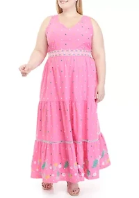 Plus Sleeveless Tie Back Maxi Dress