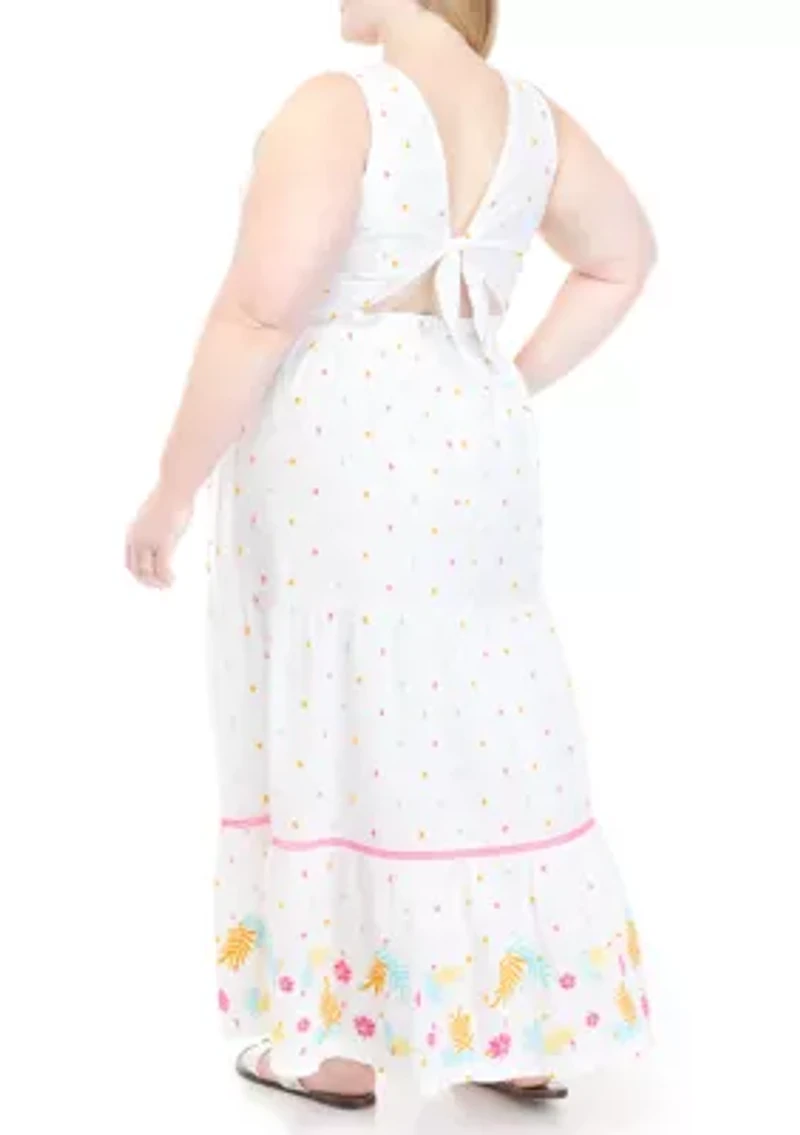 Plus Sleeveless Tie Back Maxi Dress