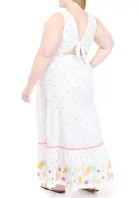 Plus Sleeveless Tie Back Maxi Dress