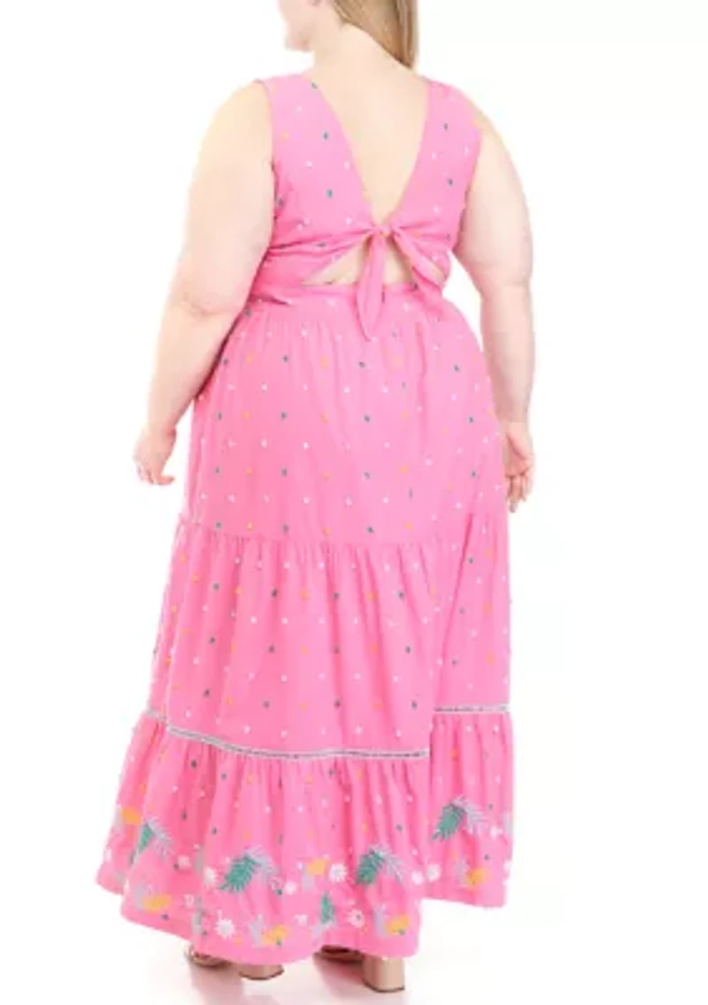 Plus Sleeveless Tie Back Maxi Dress