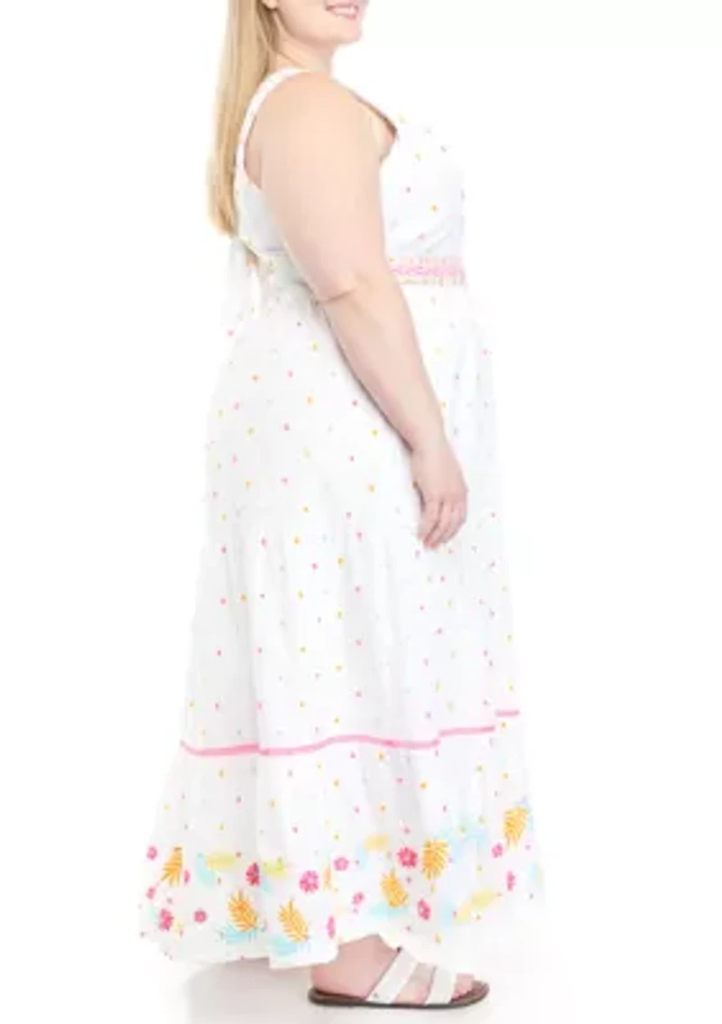 Plus Sleeveless Tie Back Maxi Dress