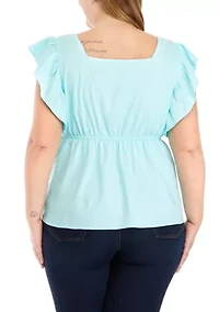Plus Embroidered Bodice Top