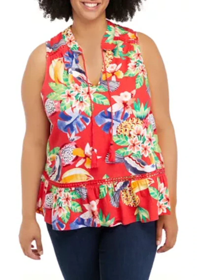 Plus Crochet Peasant Top