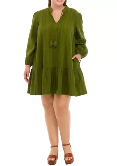 Plus Drop Waist Peasant Dress